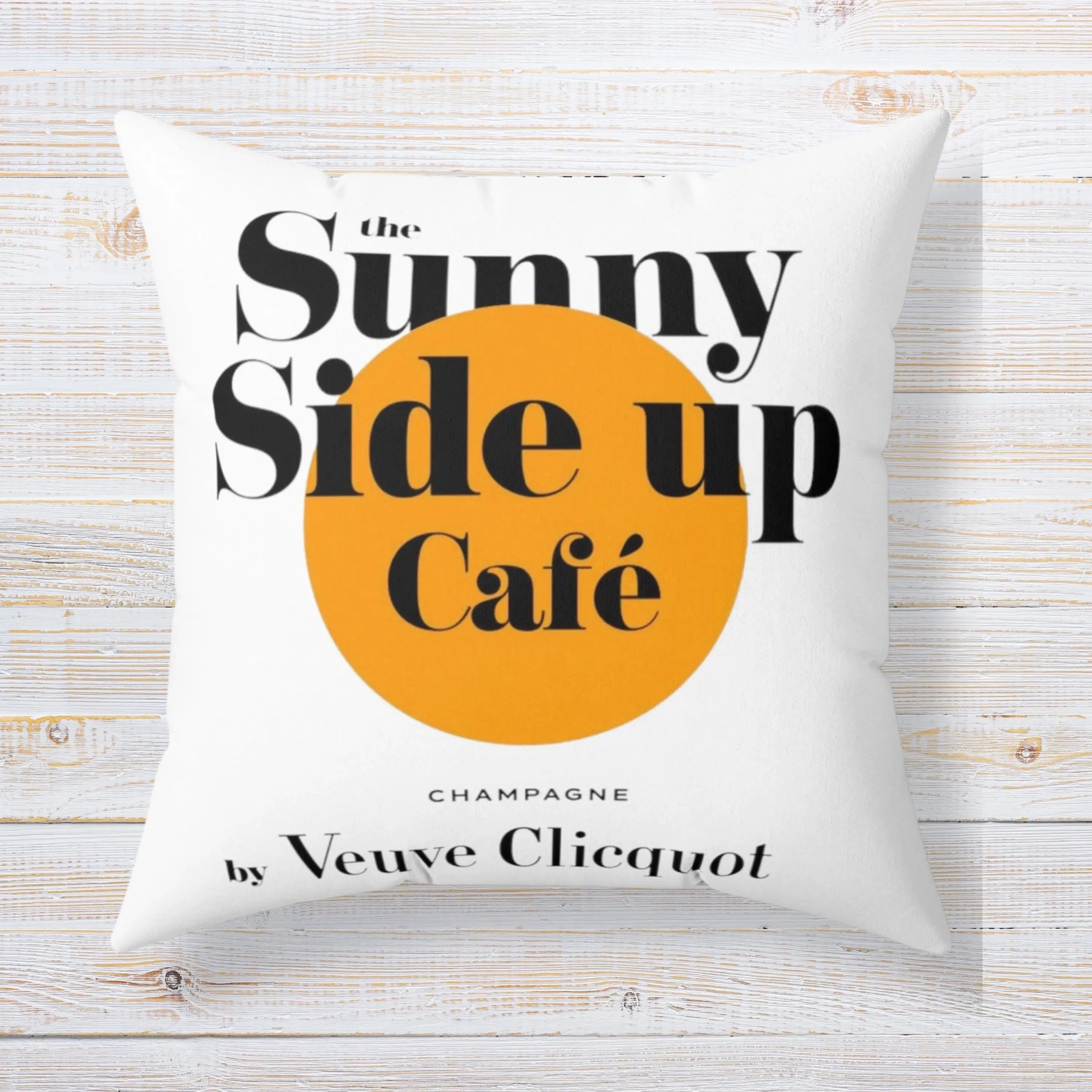Sunny Side Up Veuve Champagne Square Throw Pillow