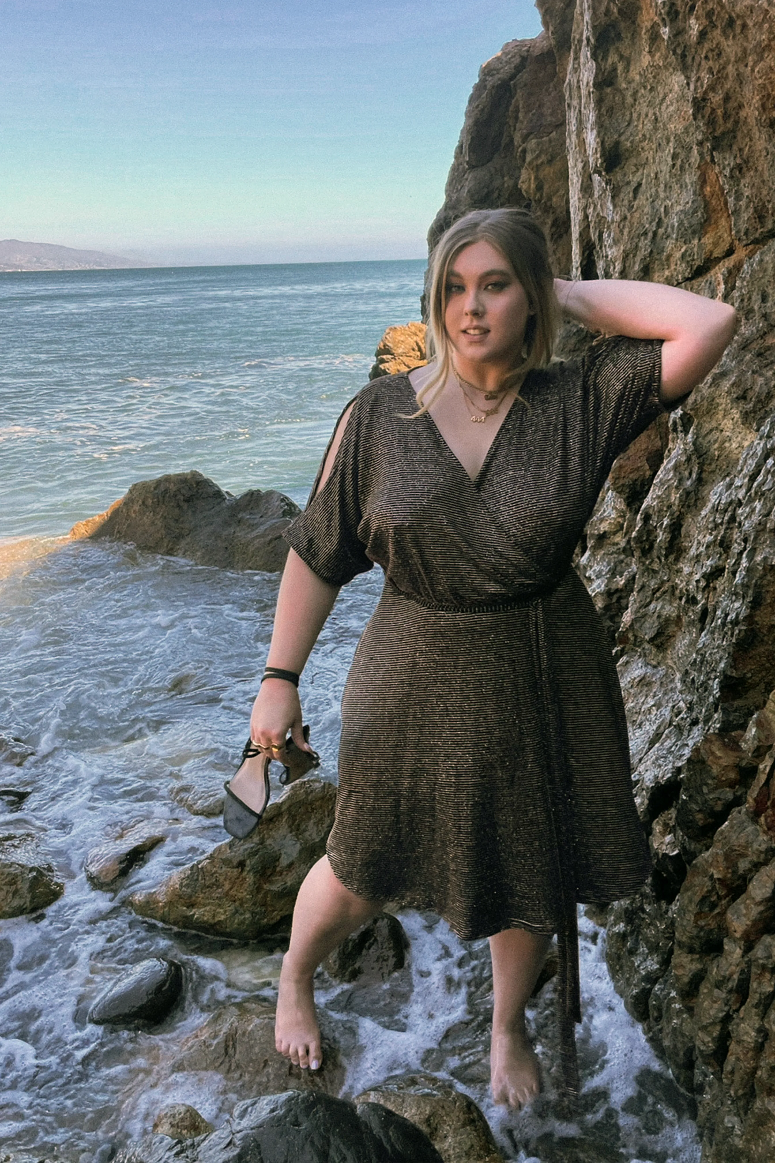 Tiffany Metallic Surplice Dress