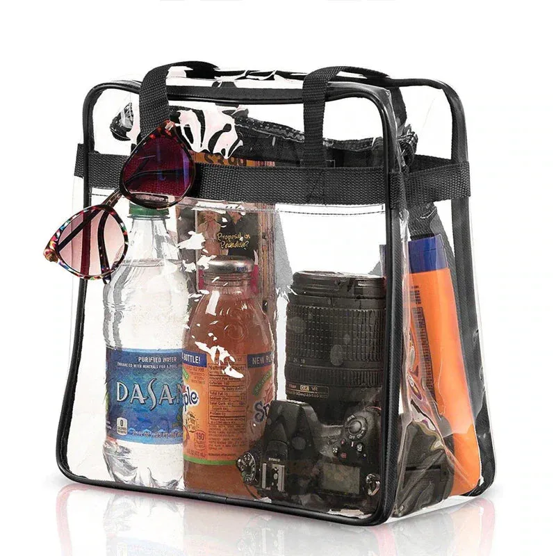 Transparent Handbags for Women – 2x Clear PVC Tote Bags Stadium Approved