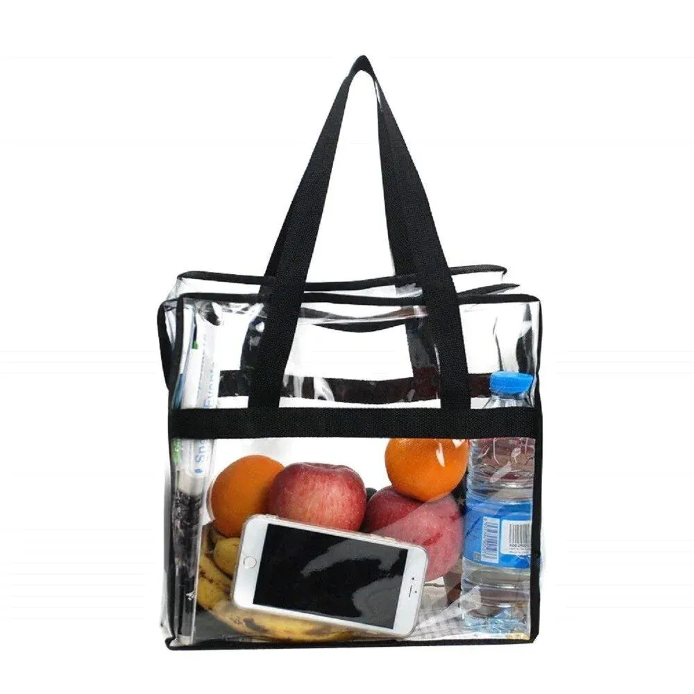 Transparent Handbags for Women – 2x Clear PVC Tote Bags Stadium Approved
