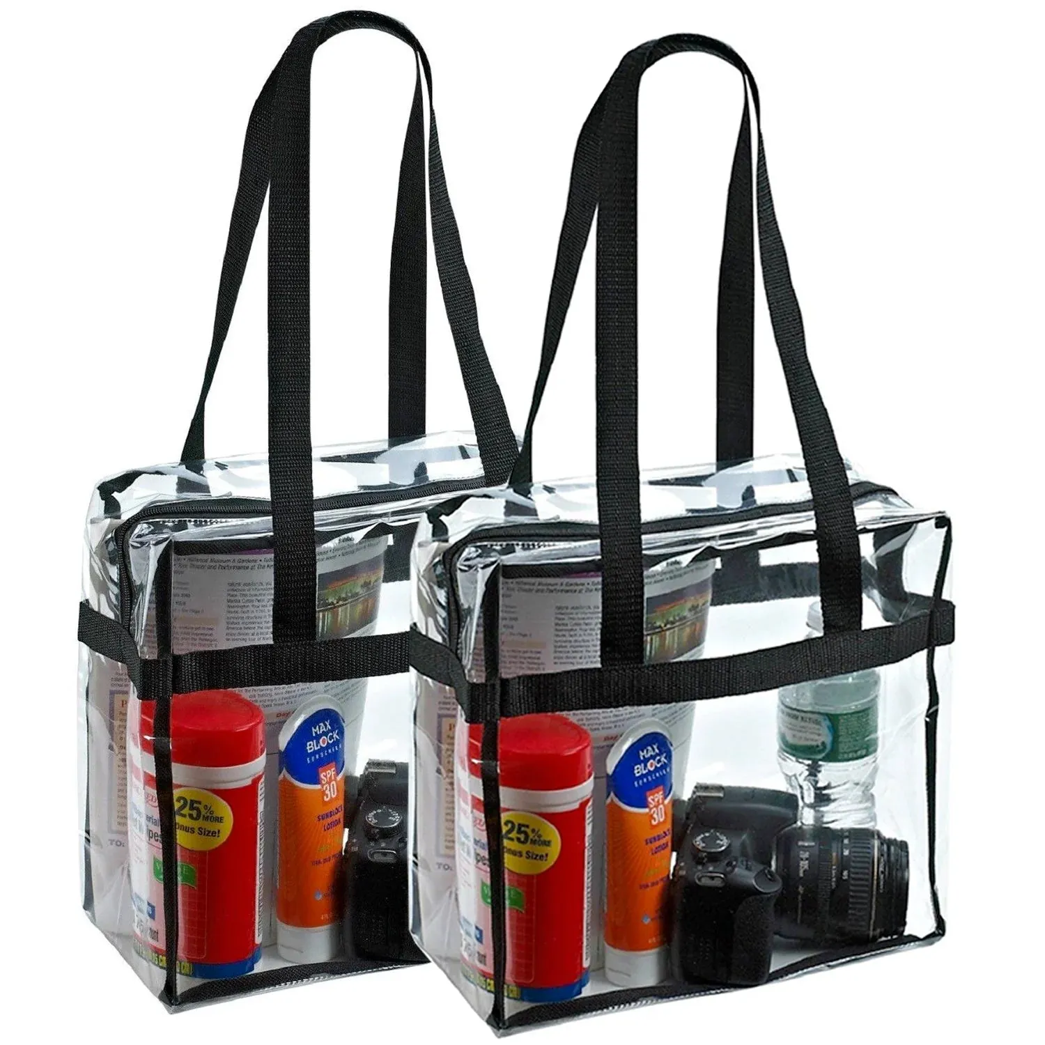 Transparent Handbags for Women – 2x Clear PVC Tote Bags Stadium Approved