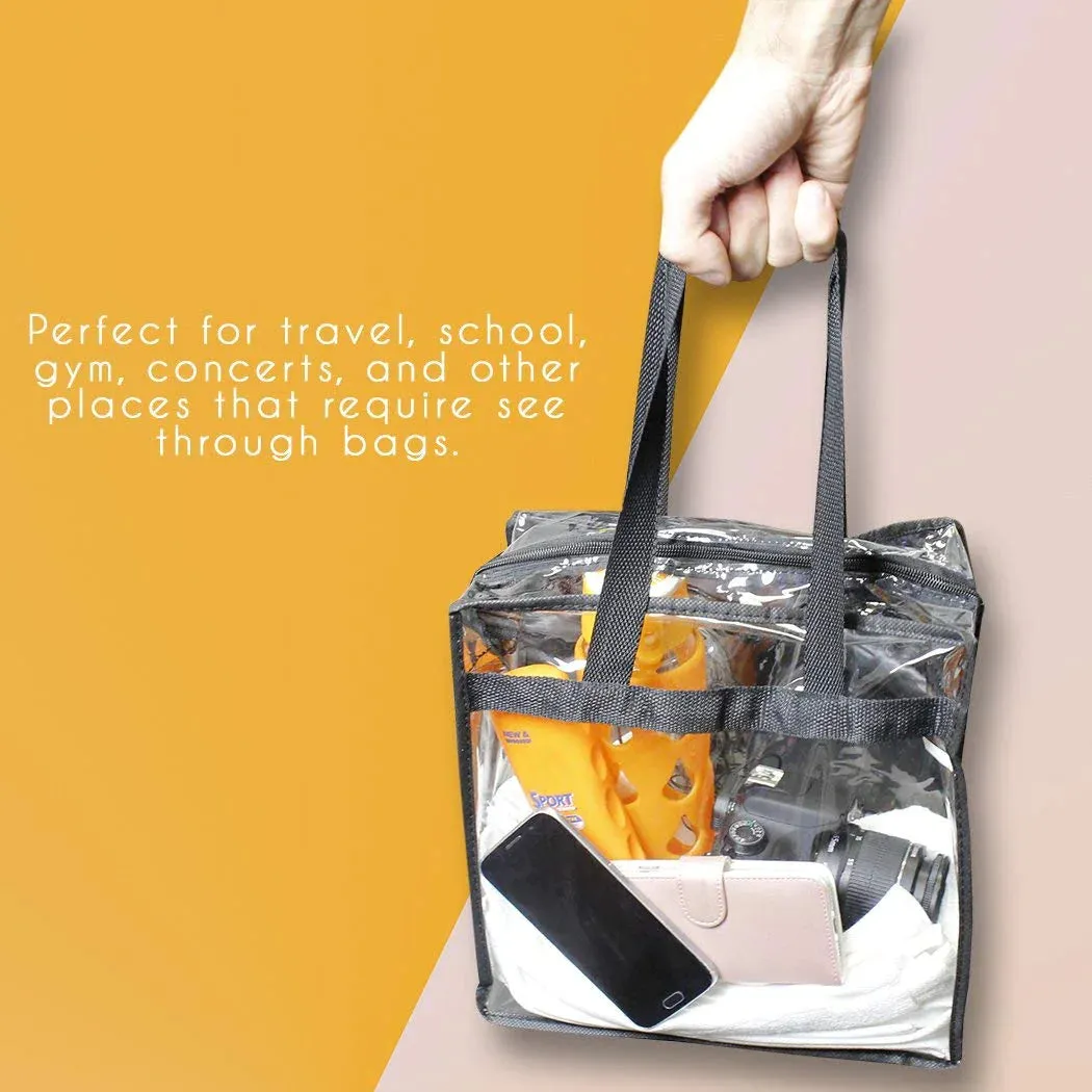 Transparent Handbags for Women – 2x Clear PVC Tote Bags Stadium Approved