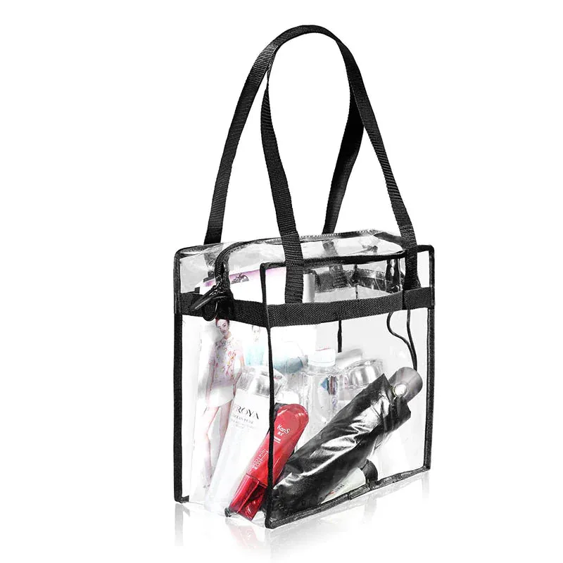 Transparent Handbags for Women – 2x Clear PVC Tote Bags Stadium Approved