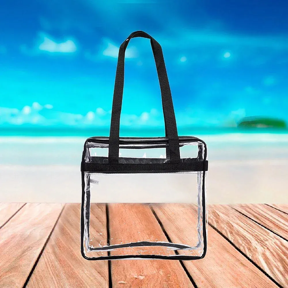 Transparent Handbags for Women – 2x Clear PVC Tote Bags Stadium Approved