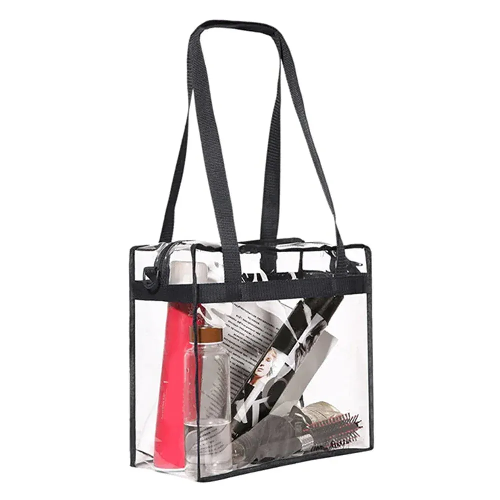 Transparent Handbags for Women – 2x Clear PVC Tote Bags Stadium Approved