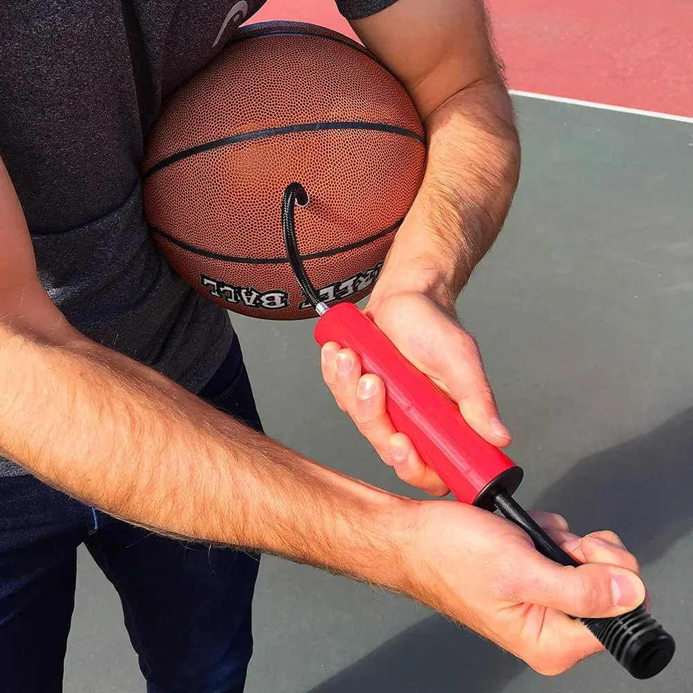 Ultimate Sports Ball Pump Kit - Dual-Action 10Inch Pump with Hose Extension and Needle for Fast Inflation of Basketball, Volleyball, Soccer, Football, and More