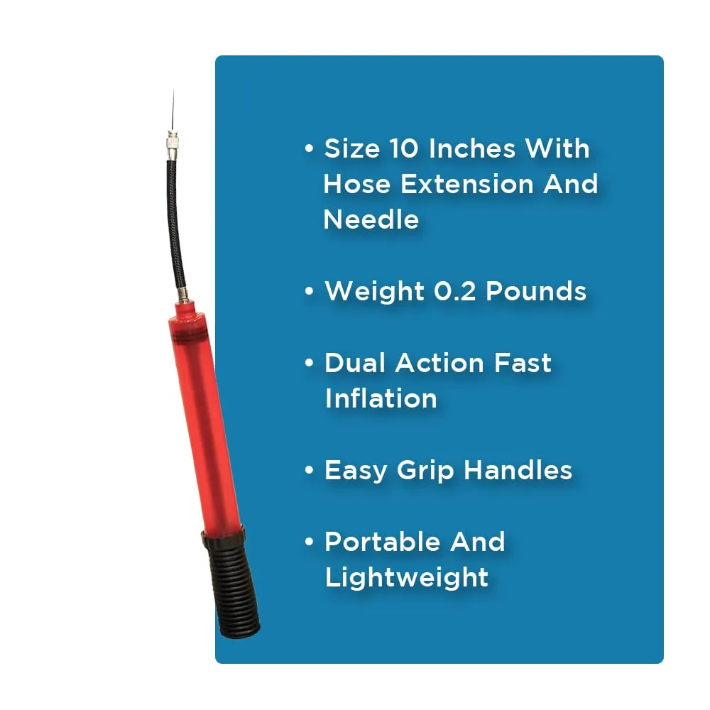 Ultimate Sports Ball Pump Kit - Dual-Action 10Inch Pump with Hose Extension and Needle for Fast Inflation of Basketball, Volleyball, Soccer, Football, and More