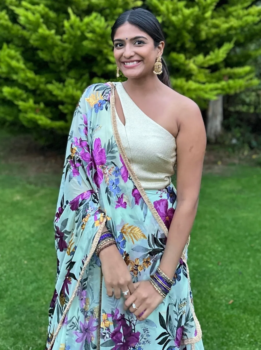 VARI Metallic Lehenga Top
