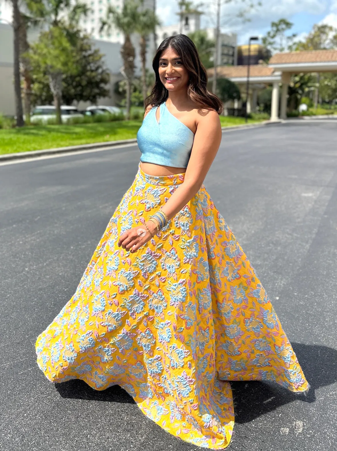 VARI Metallic Lehenga Top