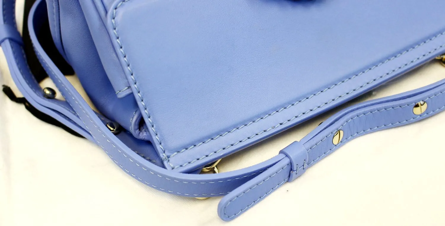 VERSACE Small Empire Palazzo Blue Leather Crossbody Bag