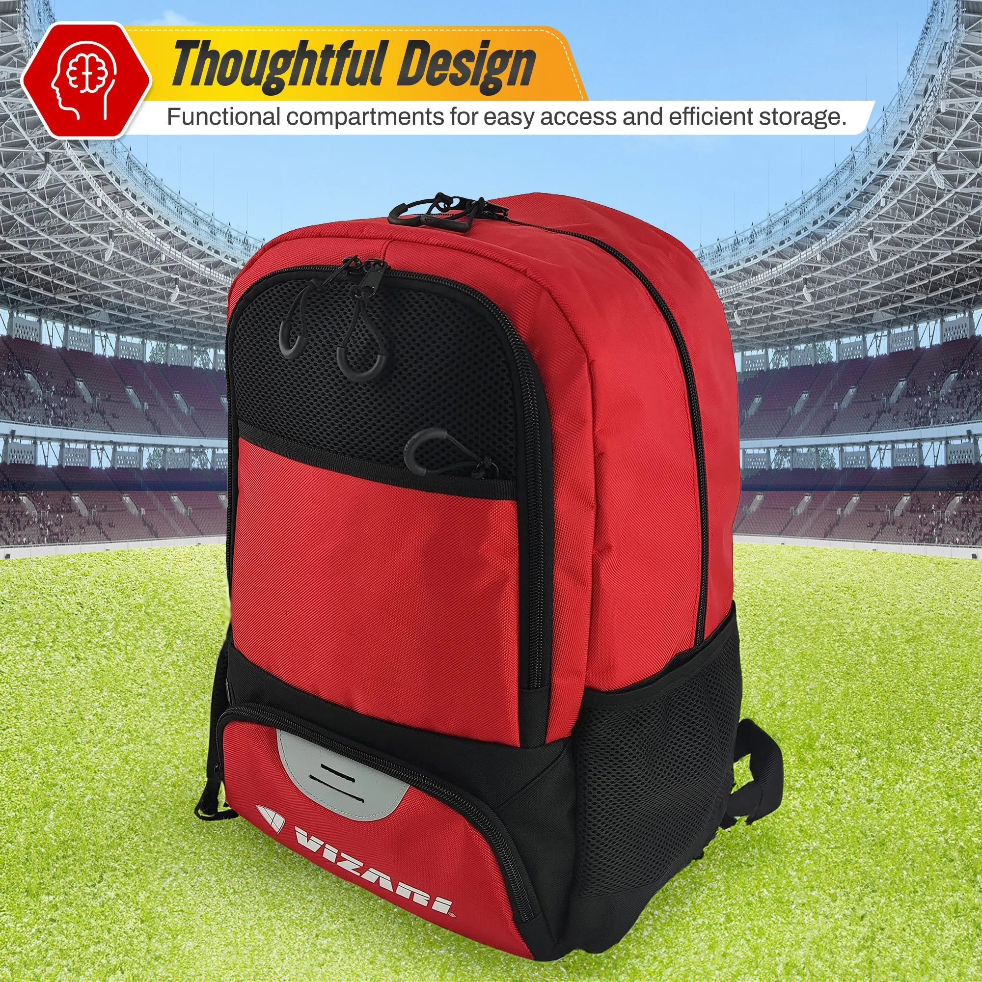 Vizari Avila Soccer Sports bag with Lucca Soccer Ball (RED)