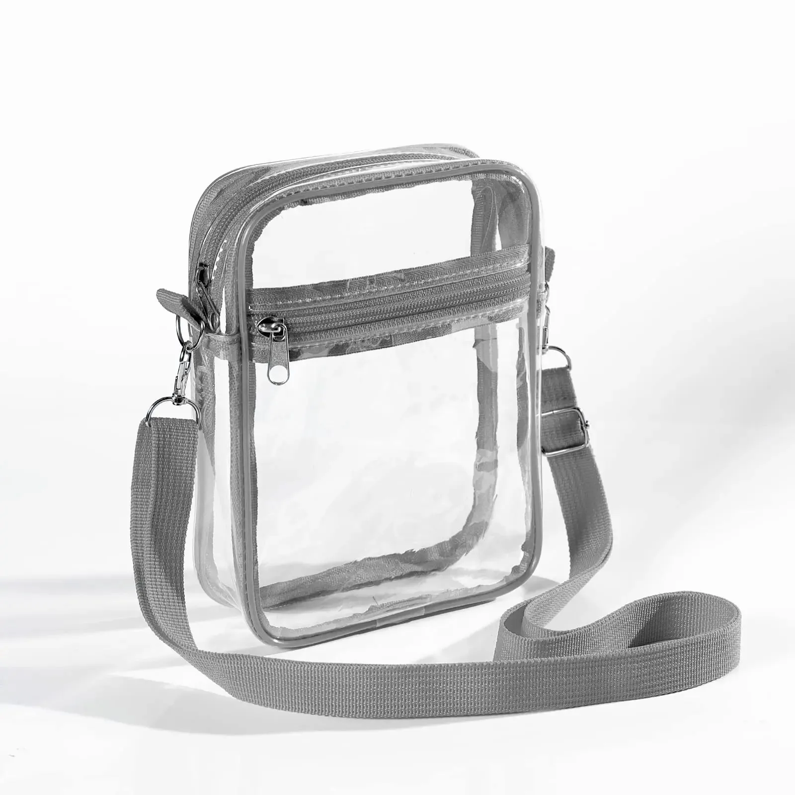 Women Clear Shoulder Bag Stadium Approved PVC Concert Transparent Purse Simple Crossbody Bag With Front Pocket Casual Handbag