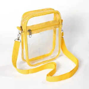 Women Clear Shoulder Bag Stadium Approved PVC Concert Transparent Purse Simple Crossbody Bag With Front Pocket Casual Handbag
