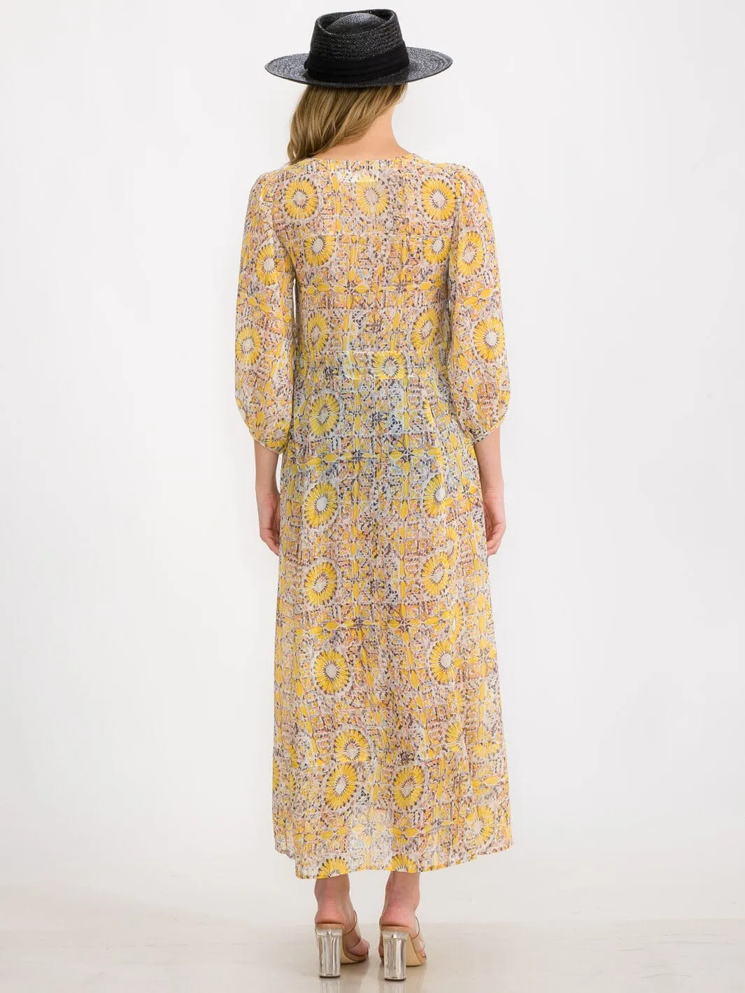 WOMEN'S 3/4 SLEEVE BUTTON UP MULTI PRINT KIMONO