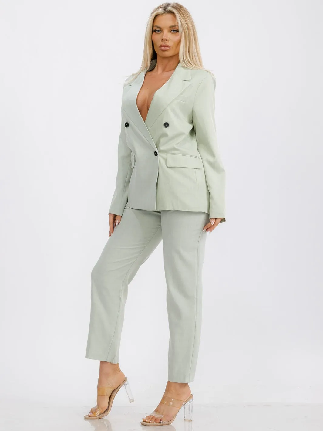 WOMEN'S BUTTON CLOSURE POCKETS STRIPES CONTRAST PANTS