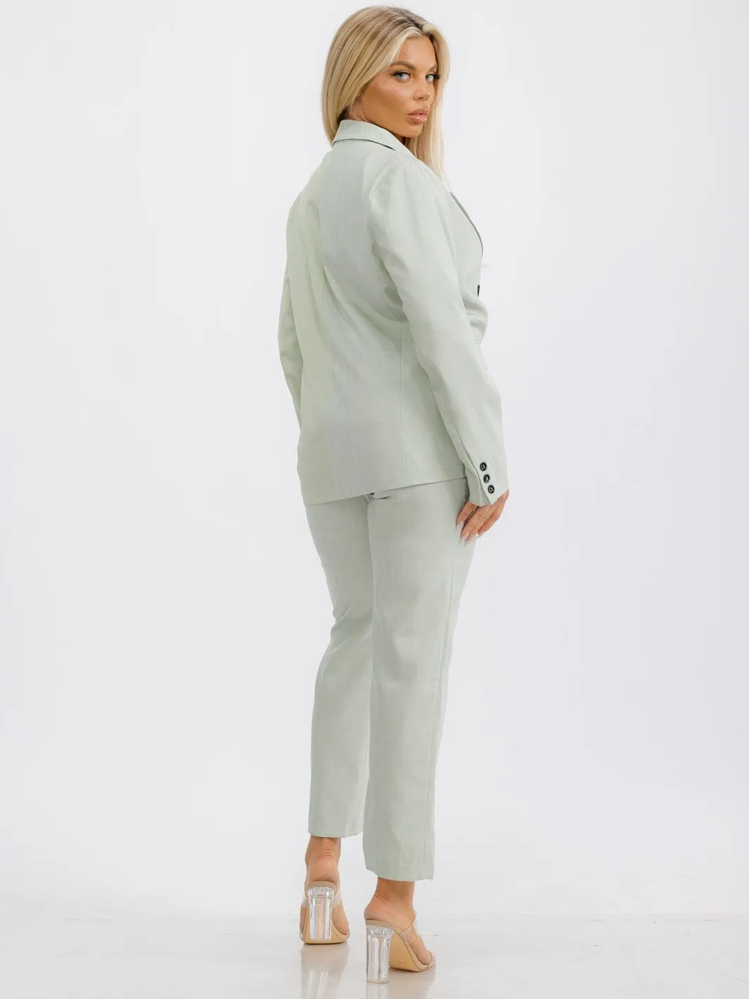 WOMEN'S BUTTON CLOSURE POCKETS STRIPES CONTRAST PANTS
