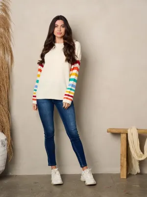 WOMEN'S LONG MULTI COLOR SLEEVE PULLOVER SWEATER