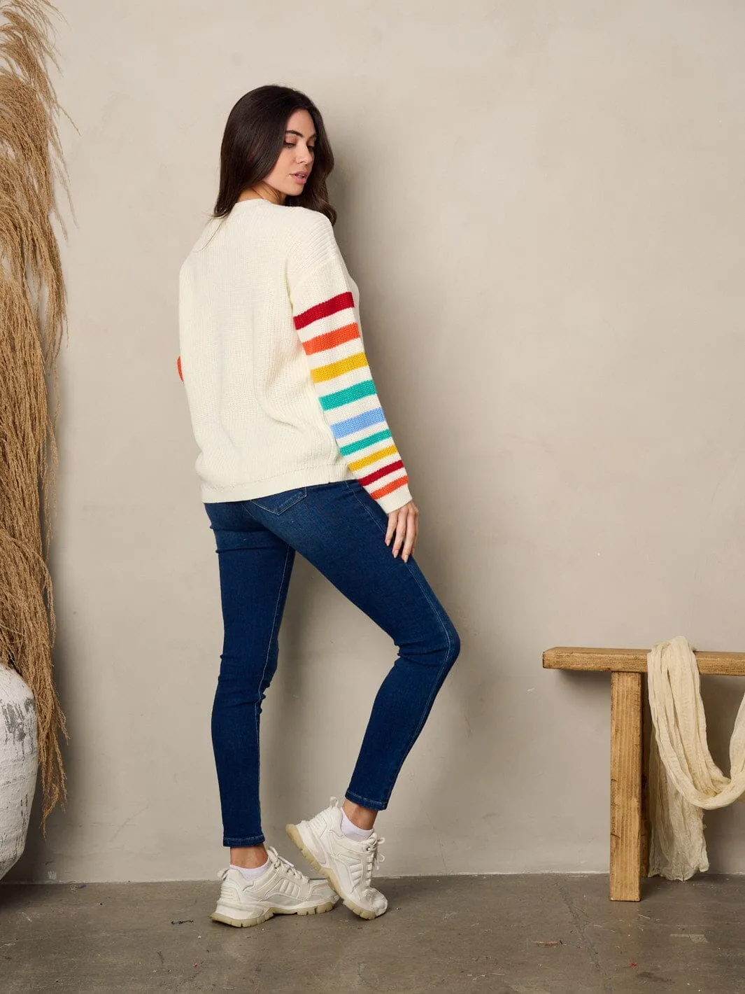 WOMEN'S LONG MULTI COLOR SLEEVE PULLOVER SWEATER