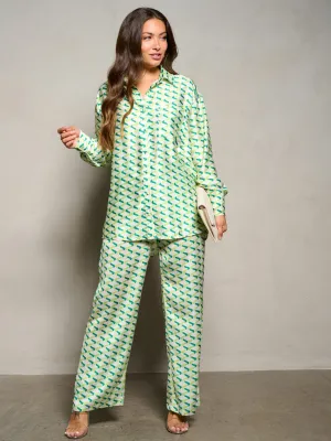 WOMEN'S LONG SLEEVE BLOUSE & ELASTIC WAIST PANTS MULTI PRINT 2PC.SET