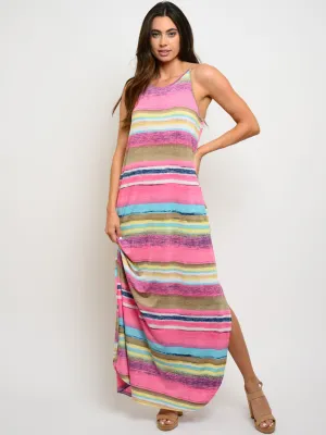 WOMEN'S SLEEVELESS MULTI COLOR MAXI DRESS