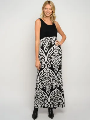 WOMEN'S SLEEVELESS PRINT WITH POCKETS MAXI DRESS