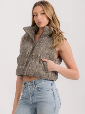 WOMEN'S ZIPPER CLOSURE FRONT POCKETS PUFFER VEST