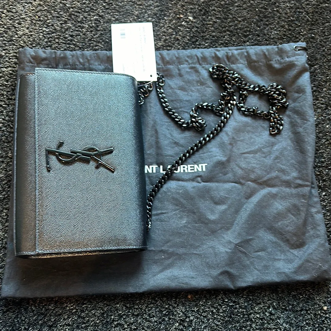 YSL KATE Small Black Grained Leather with Black Hardware
